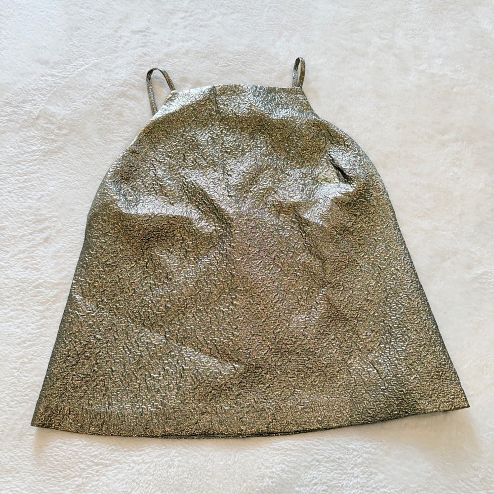 Abercrombie & Fitch Gold Metallic Textured Camisole Square Neck Top Medium